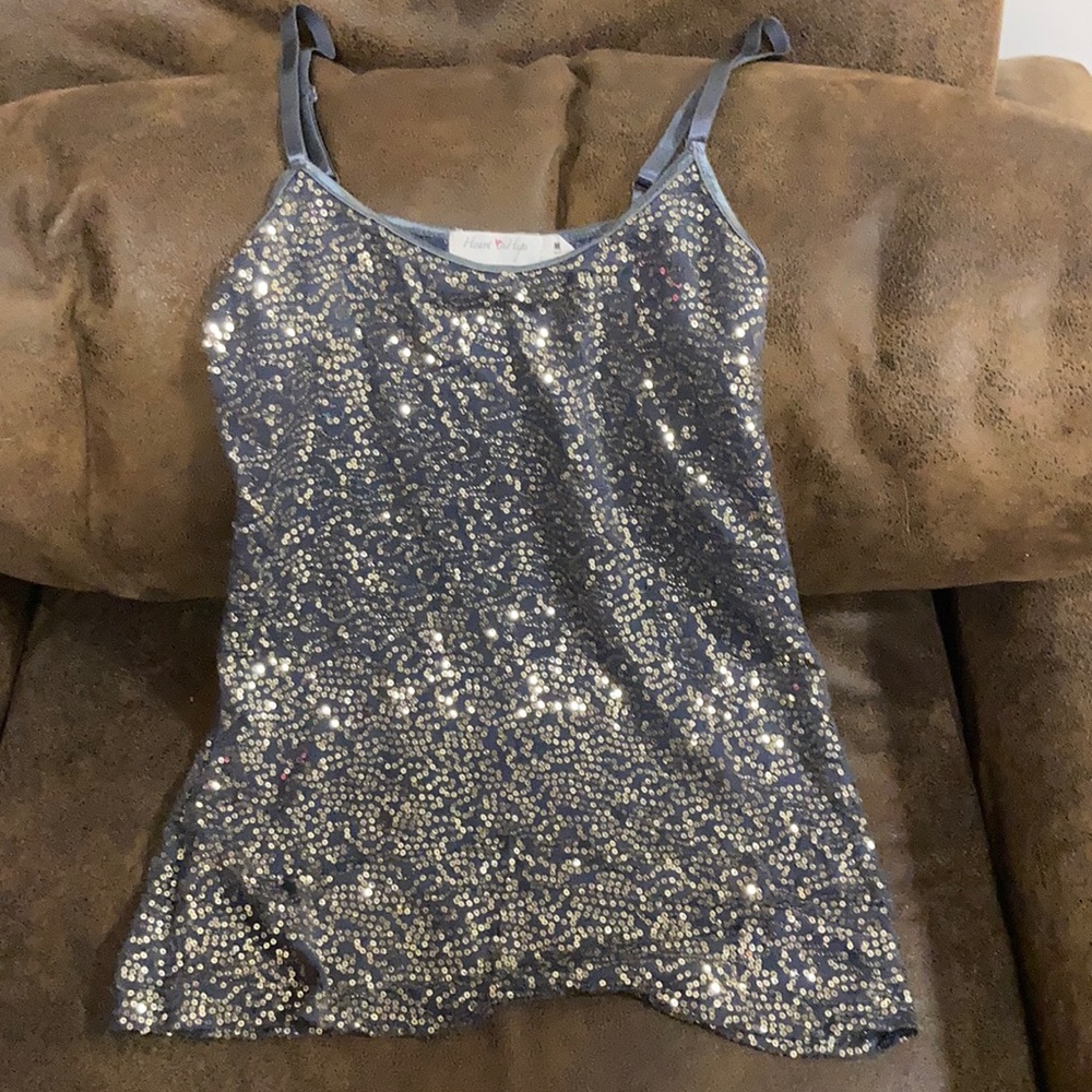 3/$30. BN. Gray tank top with silver sequins.